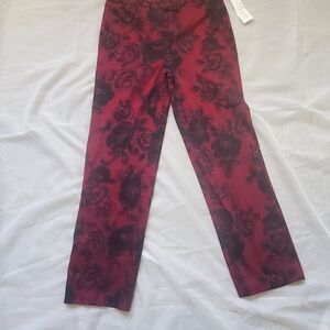 Chic Burgundy and Black Floral Pants